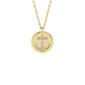 925 Silver Zircon Anchor Chain Pendant Necklace for Women French Party Jewelry