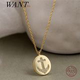 925 Silver Zircon Anchor Chain Pendant Necklace for Women French Party Jewelry