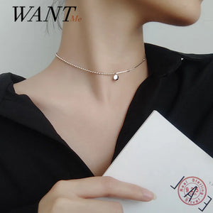 925 Silver Snake Bone Round Pendant Necklace for Women