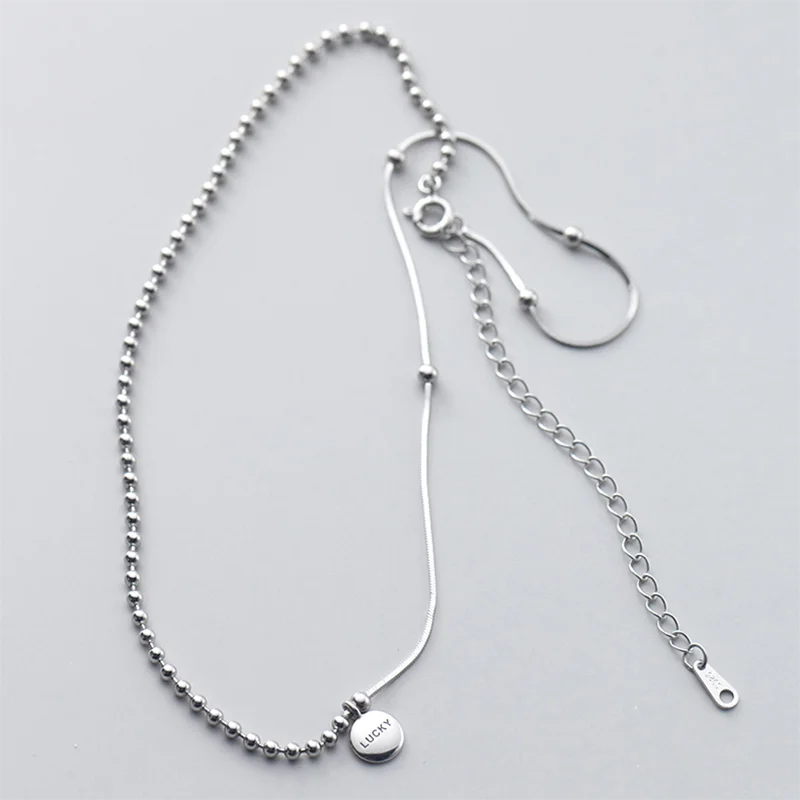 925 Silver Snake Bone Round Pendant Necklace for Women