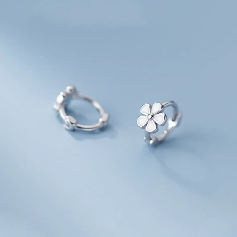 925 Sterling Silver Flower Ear Buckle for Women Girl Birthday Earring