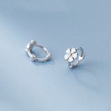 925 Sterling Silver Flower Ear Buckle for Women Girl Birthday Earring