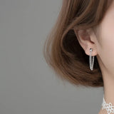 925 Silver Tassel Punk Cuban Link Chain Stud Earrings