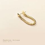 925 Silver Tassel Punk Cuban Link Chain Stud Earrings