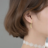 925 Silver Tassel Punk Cuban Link Chain Stud Earrings