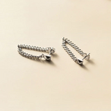 925 Silver Tassel Punk Cuban Link Chain Stud Earrings