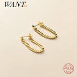 925 Silver Tassel Punk Cuban Link Chain Stud Earrings