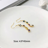 925 Silver Colorful Zircon Tassel Earrings Women Wedding Party