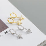 925 Silver Anise Star CZ Gothic Stud Earrings for Women Party Wedding