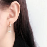925 Silver Anise Star CZ Gothic Stud Earrings for Women Party Wedding