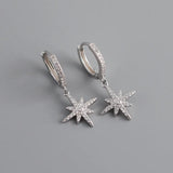 925 Silver Anise Star CZ Gothic Stud Earrings for Women Party Wedding