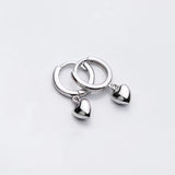 High Love Heart Pendant Stud Earrings 925 Sterling Silver Teen Jewelry
