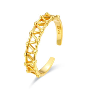 Hip Hop 925 Sterling Silver Mesh Chain Bead Finger Opening Ring