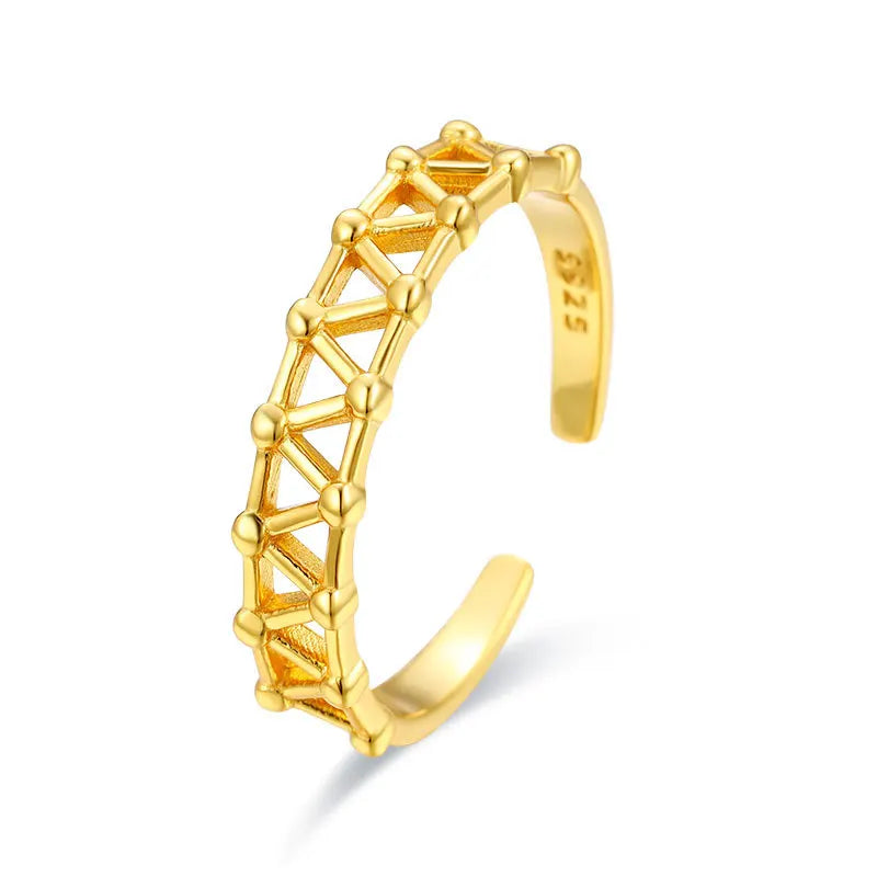 Hip Hop 925 Sterling Silver Mesh Chain Bead Finger Opening Ring