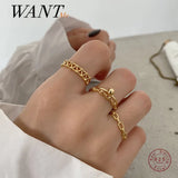 Hip Hop 925 Sterling Silver Mesh Chain Bead Finger Opening Ring