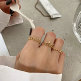 Hip Hop 925 Sterling Silver Mesh Chain Bead Finger Opening Ring