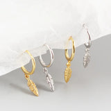 925 Sterling Silver Small Stud Earrings for Women, Minimalist Feather Design