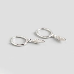 925 Sterling Silver Small Stud Earrings for Women, Minimalist Feather Design