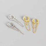 925 Sterling Silver Tassel Chain Studs Earrings for Women