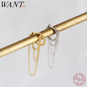 925 Sterling Silver Tassel Chain Studs Earrings for Women
