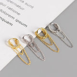 925 Sterling Silver Tassel Chain Studs Earrings for Women