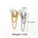 925 Sterling Silver Tassel Chain Studs Earrings for Women