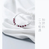 Natural Garnet Bead Charm Bracelet 925 Sterling Silver Jewelry