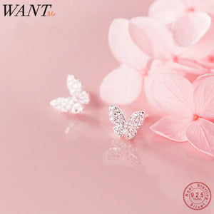 925 Silver Butterfly Stud Earrings Party Anniversary Jewelry