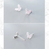 925 Silver Butterfly Stud Earrings Party Anniversary Jewelry