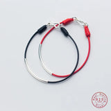Hot Red Chain Silver Tube Couple Charm Bracelet 925 Sterling Silver