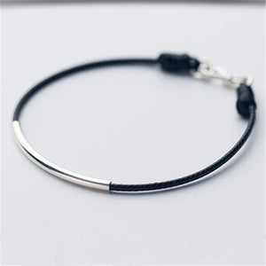 Hot Red Chain Silver Tube Couple Charm Bracelet 925 Sterling Silver
