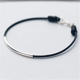 Hot Red Chain Silver Tube Couple Charm Bracelet 925 Sterling Silver