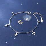 925 Silver Cross Pendant Bracelet for Women