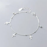 925 Silver Cross Pendant Bracelet for Women