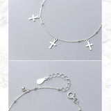 925 Silver Cross Pendant Bracelet for Women