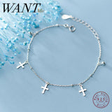 925 Silver Cross Pendant Bracelet for Women