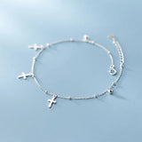 925 Silver Cross Pendant Bracelet for Women