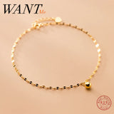 Minimalism 925 Silver Golden Beads Anklet Foot Jewelry