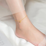 Minimalism 925 Silver Golden Beads Anklet Foot Jewelry