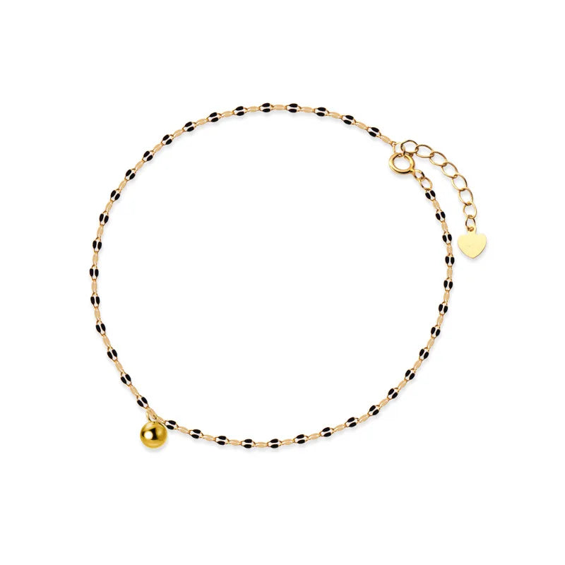 Minimalism 925 Silver Golden Beads Anklet Foot Jewelry