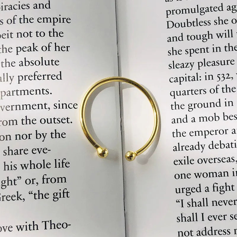 925 Silver Double Bead Opening Finger Ring for Women