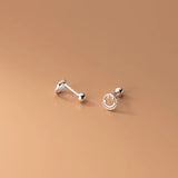 Minimalist 925 Sterling Silver Stud Earrings Lucky Hollow Smile