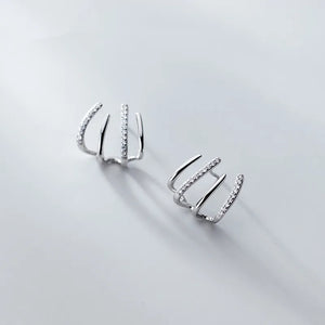 Chic Zircon Claw Stud Earrings 925 Silver Party Jewelry