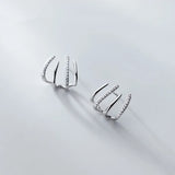 Chic Zircon Claw Stud Earrings 925 Silver Party Jewelry