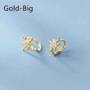 925 Silver Pavu00e9 Zircon Star Ear Buckle for Women Wedding Earrings