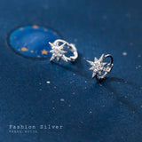 925 Silver Pav&eacute; Zircon Star Ear Buckle for Women Wedding Earrings