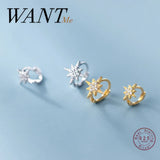 925 Silver Pav&eacute; Zircon Star Ear Buckle for Women Wedding Earrings