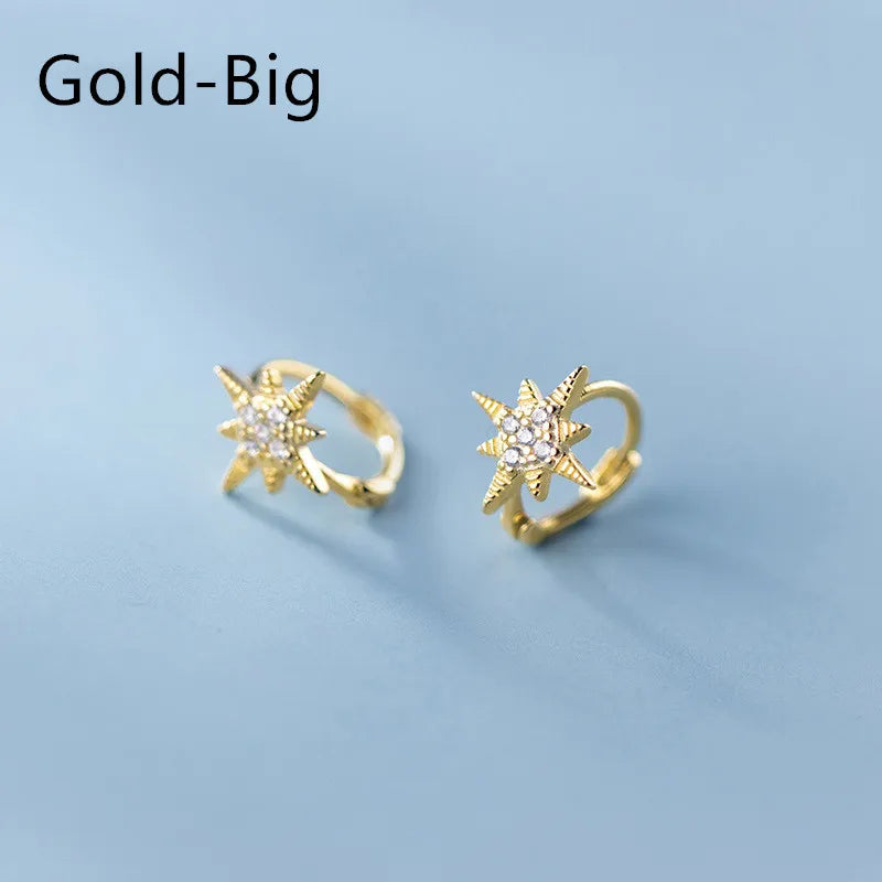 925 Silver Pavu00e9 Zircon Star Ear Buckle for Women Wedding Earrings