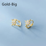 925 Silver Pavé Zircon Star Ear Buckle for Women Wedding Earrings