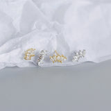 925 Silver Zircon Horse Eye Stud Earrings Women Office Jewelry